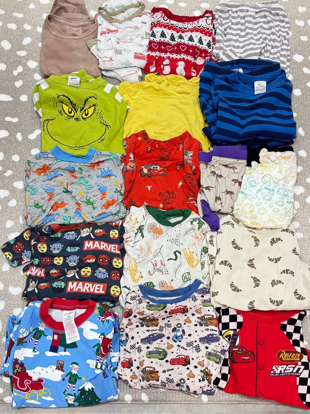Lot of 29 Bamboo pajamas toddler boy set long sleeve tee disney pixar cars short